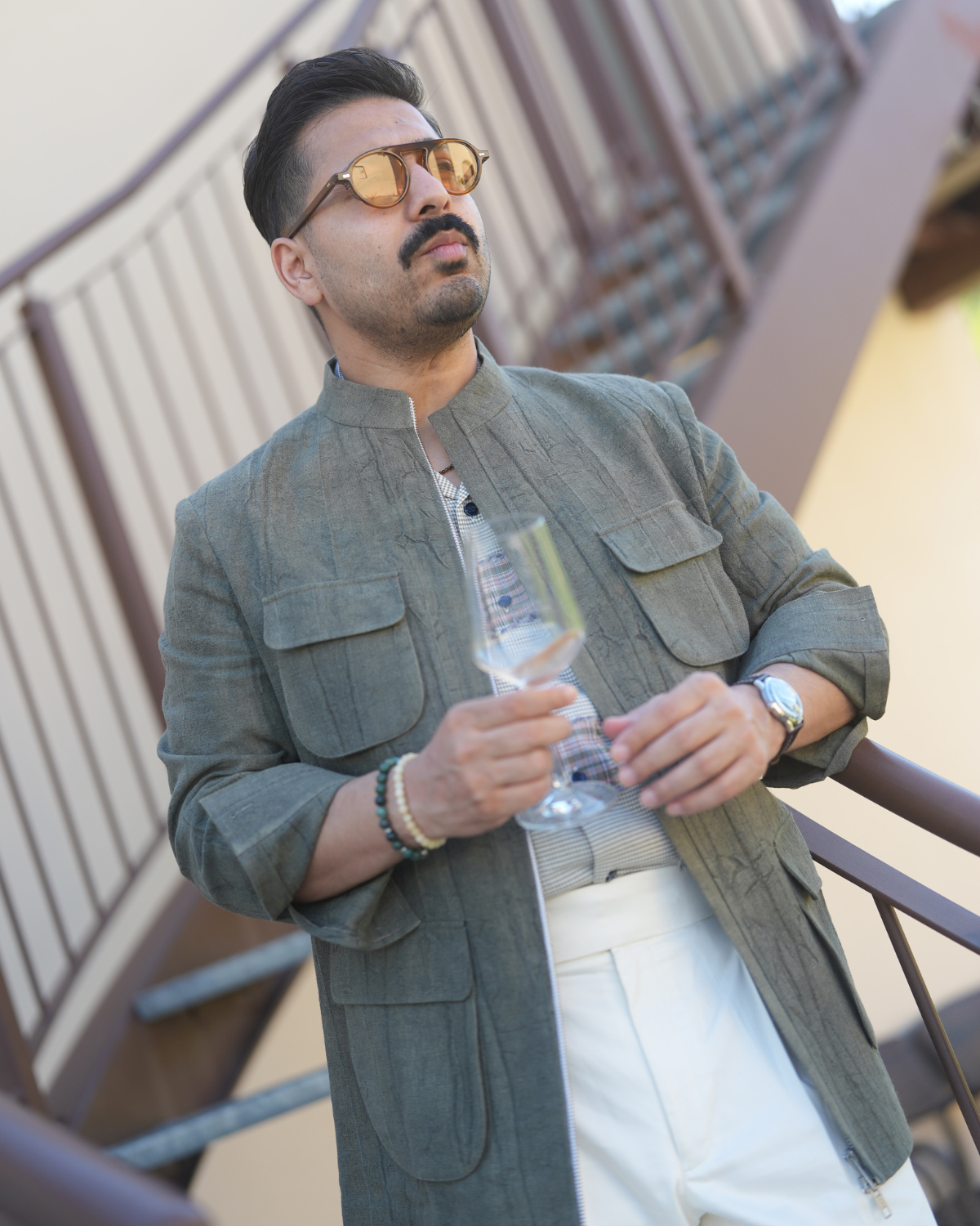 Olive Washed Cotton Utility Jacket Gargee