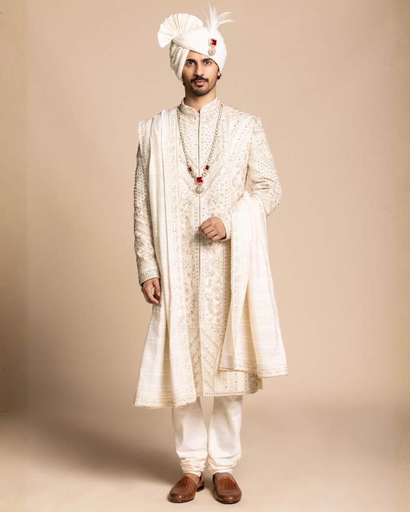Ivory Imperial Couture Sherwani Set Gargee