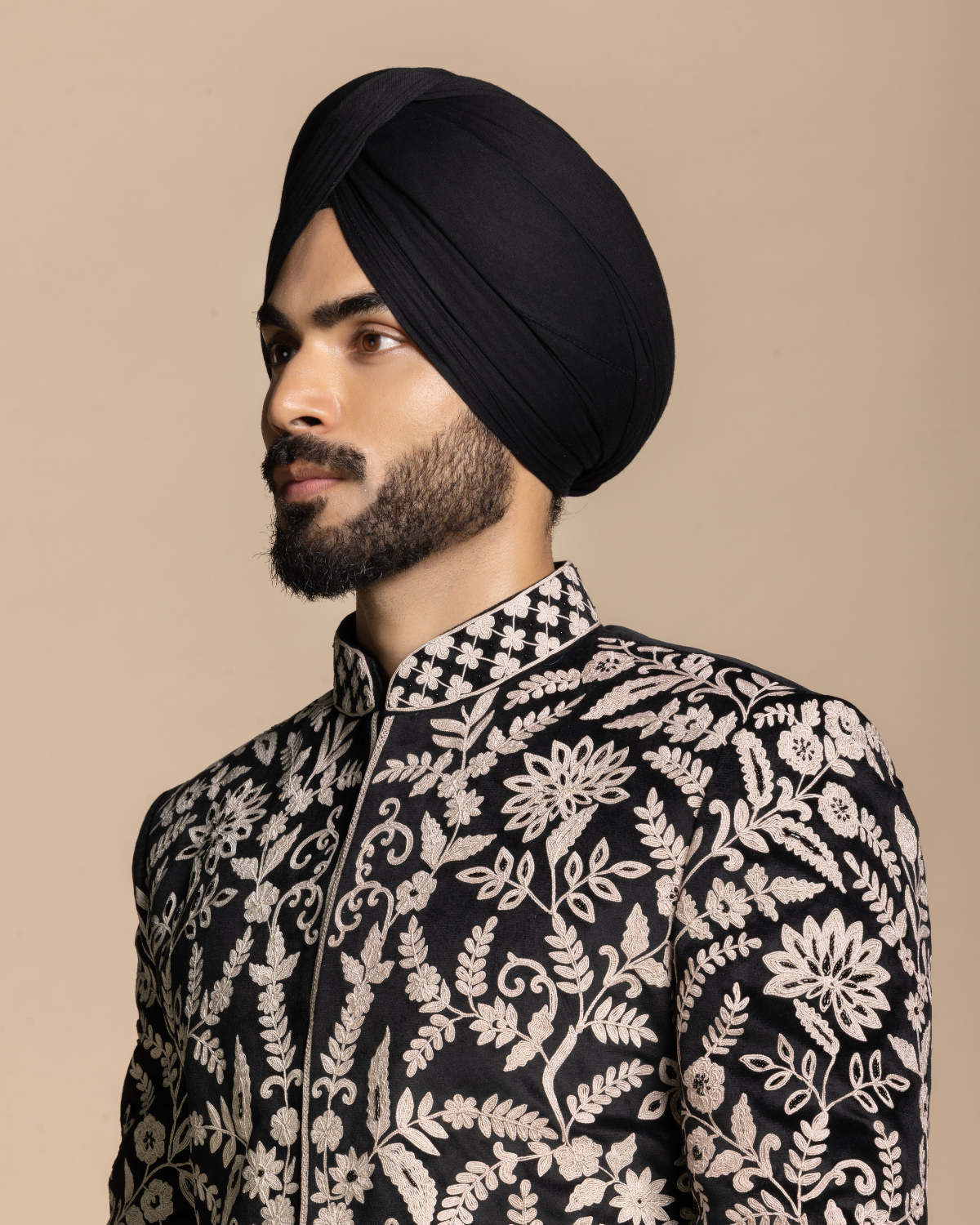 Black Heritage Floral Indowestern Gargee