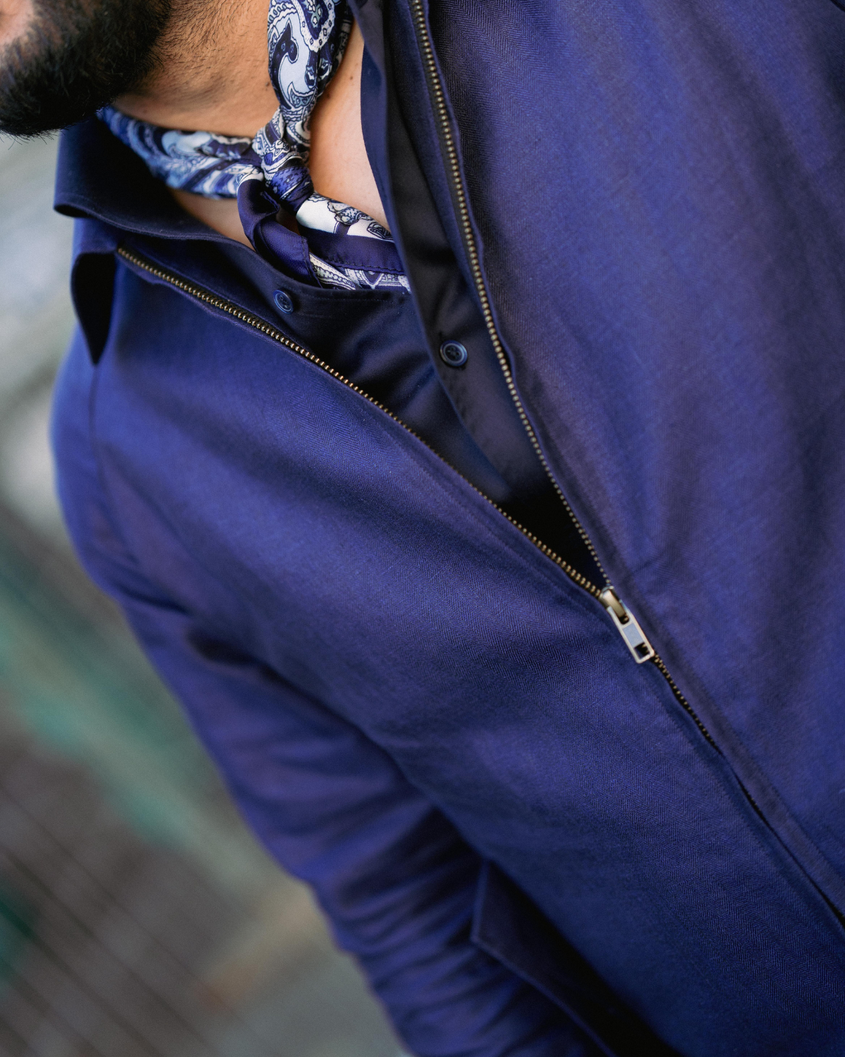 Navy Harrington Zipper Jacket Gargee