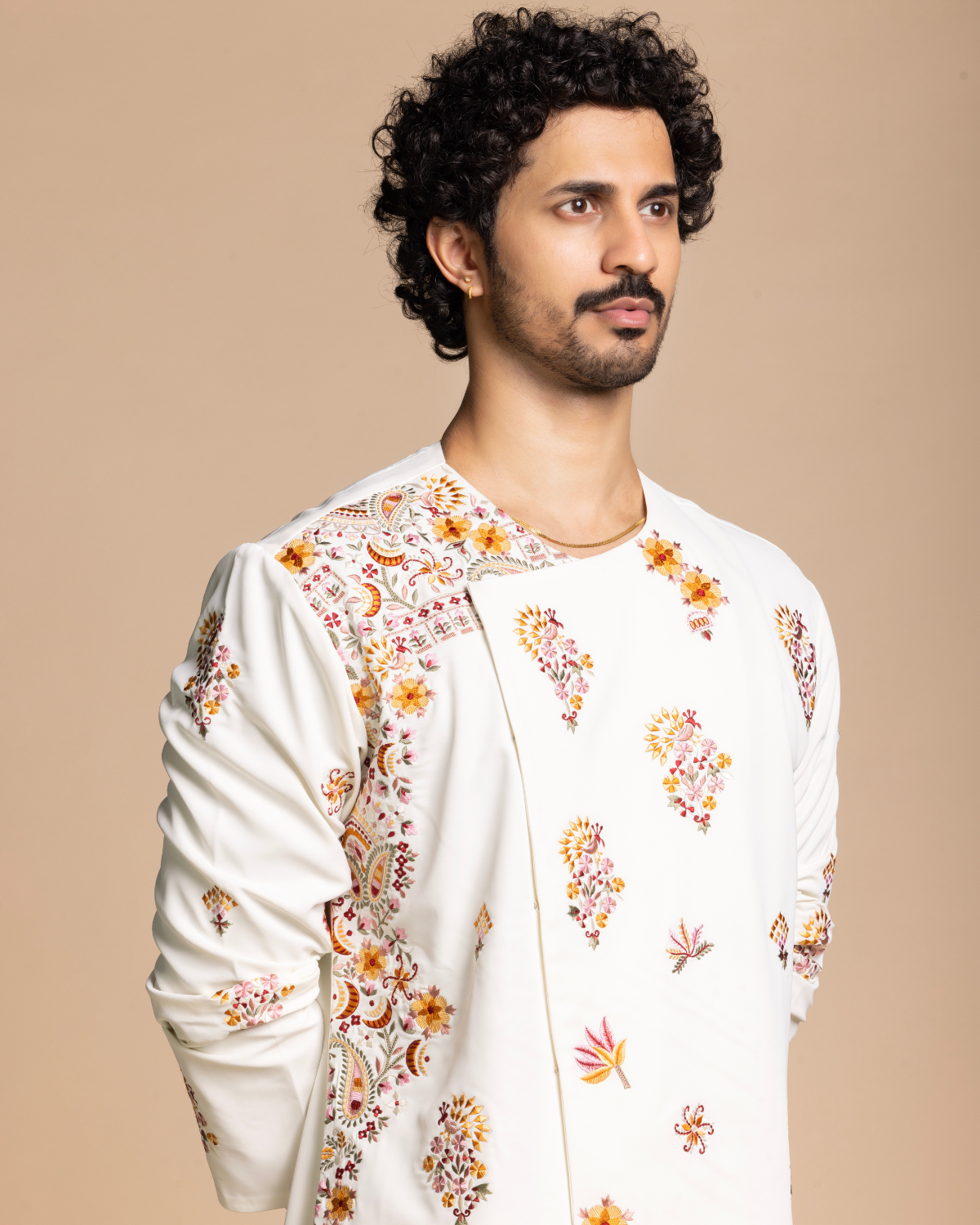 Ivory Embroidered Angarakha Kurta Set Gargee