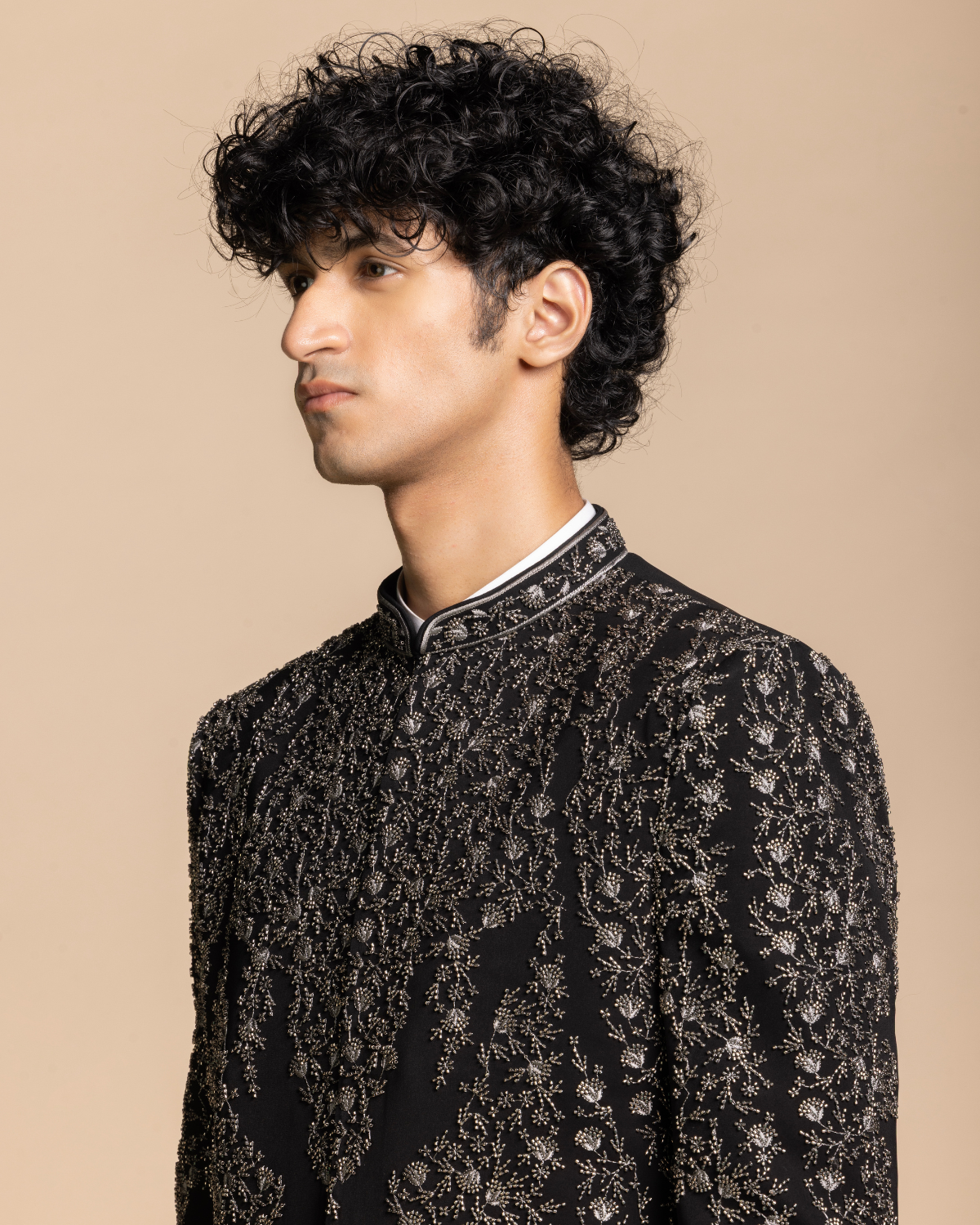 Noir Crystal Embellished Indowestern Gargee
