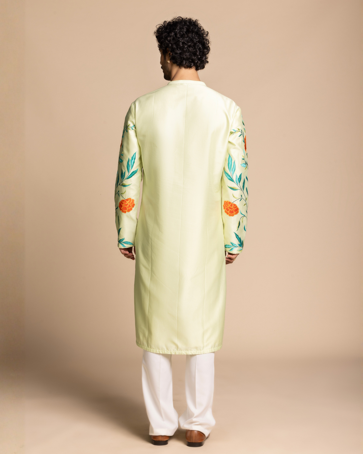 Mint Botanical Embroidered Kurta Set Gargee