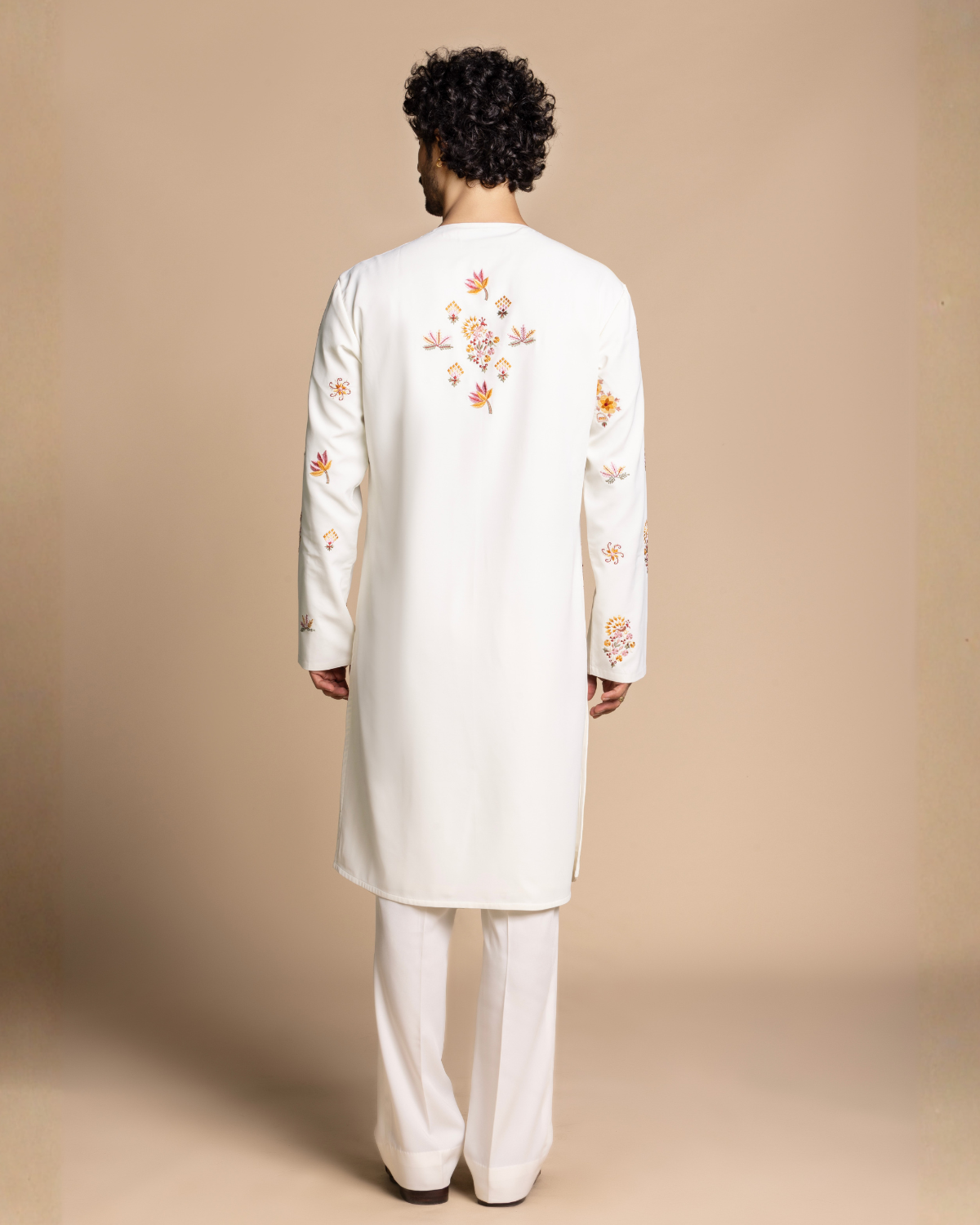 Ivory Embroidered Angarakha Kurta Set Gargee