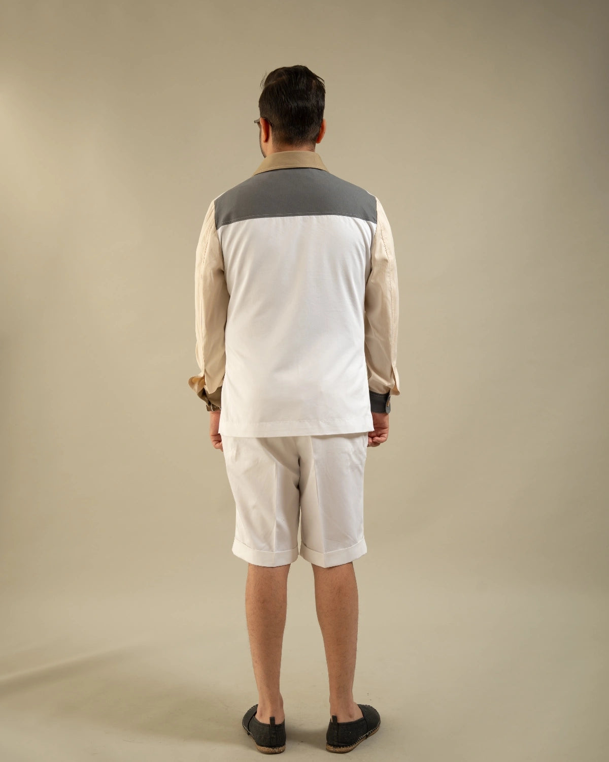 Khakhi Cotton Contemporary Utility Shacket Gargee