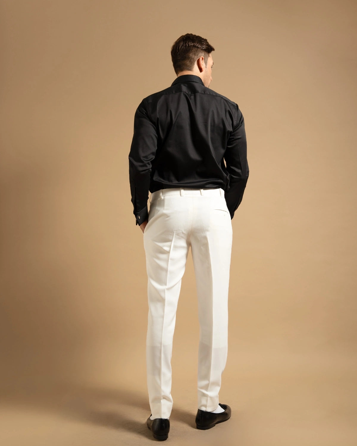 Black Textured Embellished Panel Shirt Gargee