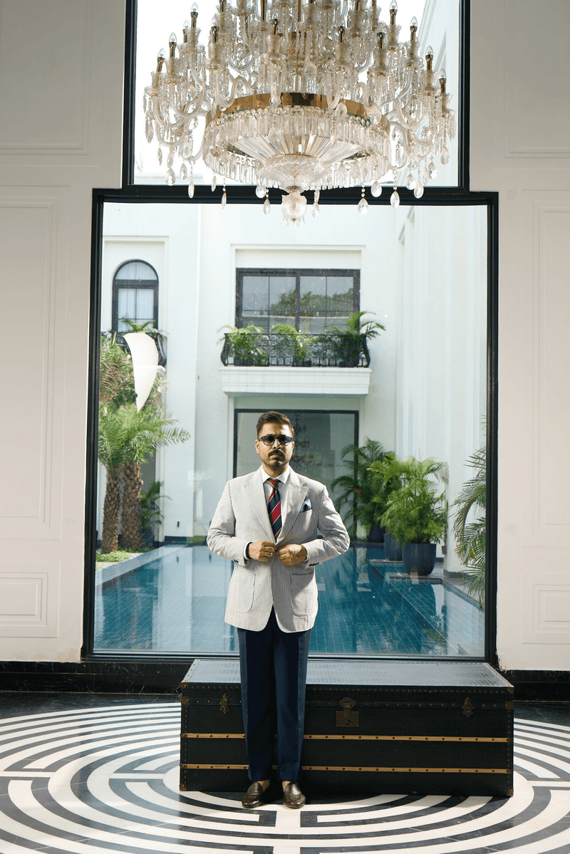 Blue Ridge Stripe Seersucker Single Breasted Blazer Gargee