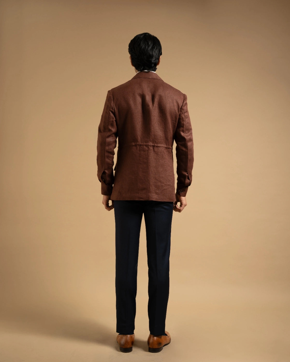 Chocolate Brown Linen Utility Shacket Gargee