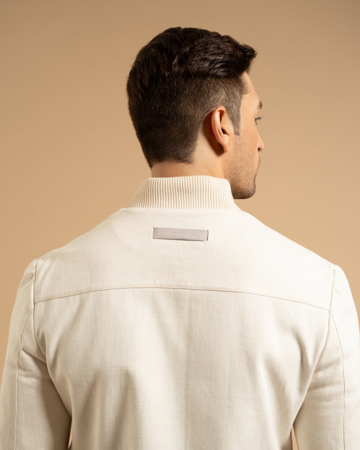 Cream Cotton Blend Bomber Jacket Gargee