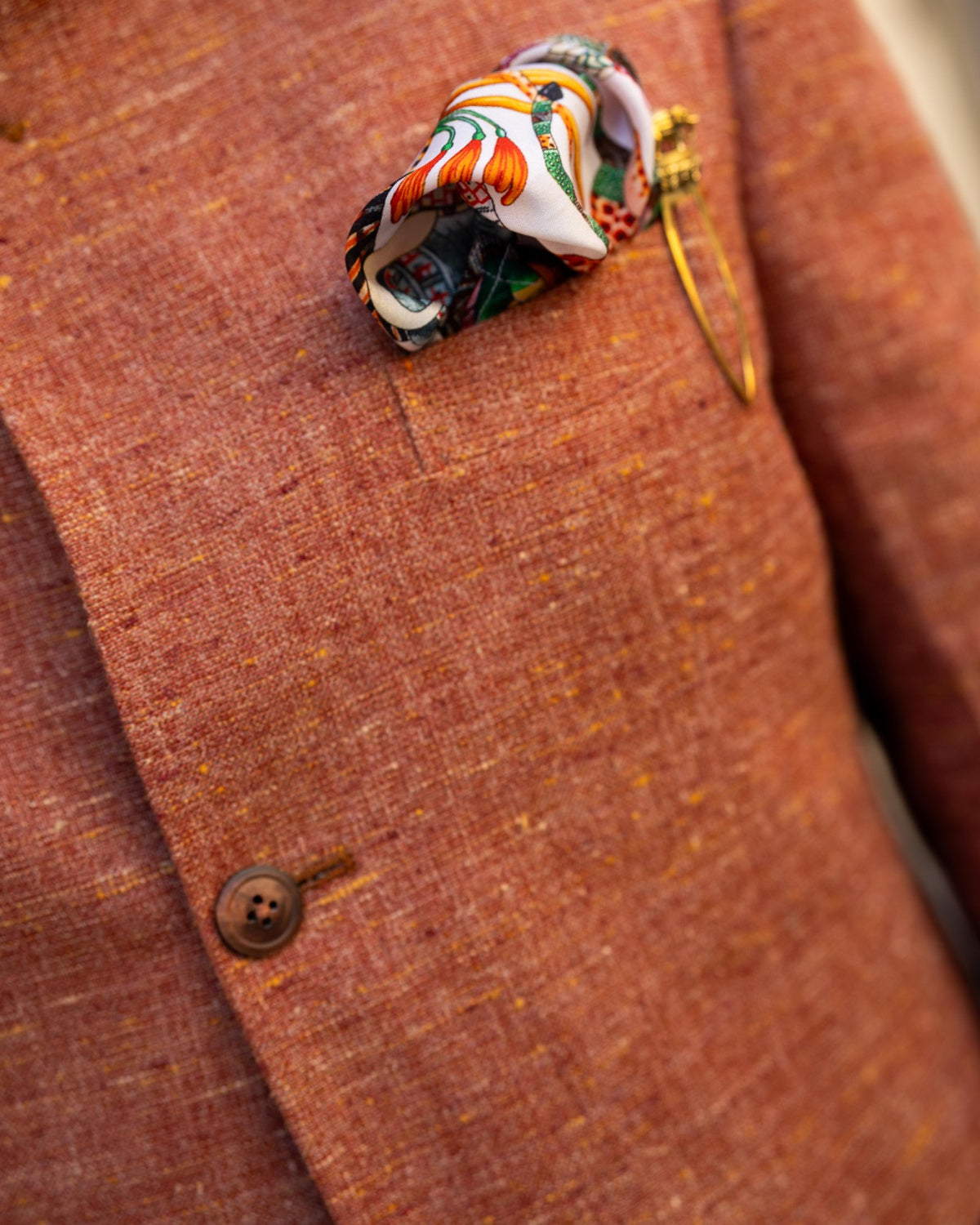 Terracotta Linen Bandhgala Jacket Gargee
