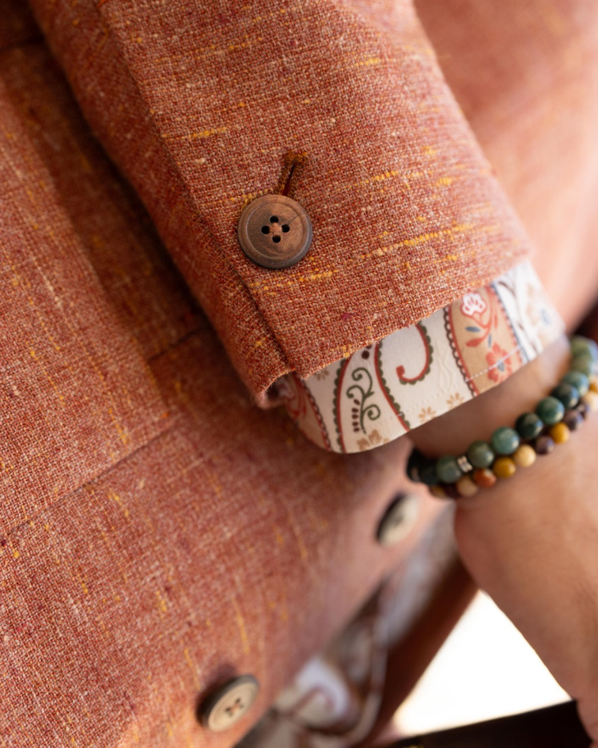 Terracotta Linen Bandhgala Jacket Gargee