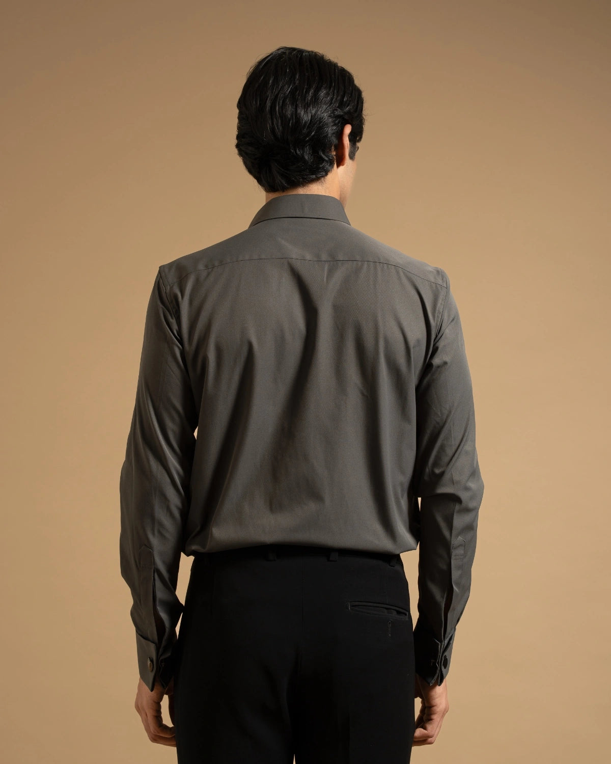 Deep Grey Textured Panel Shirt Gargee
