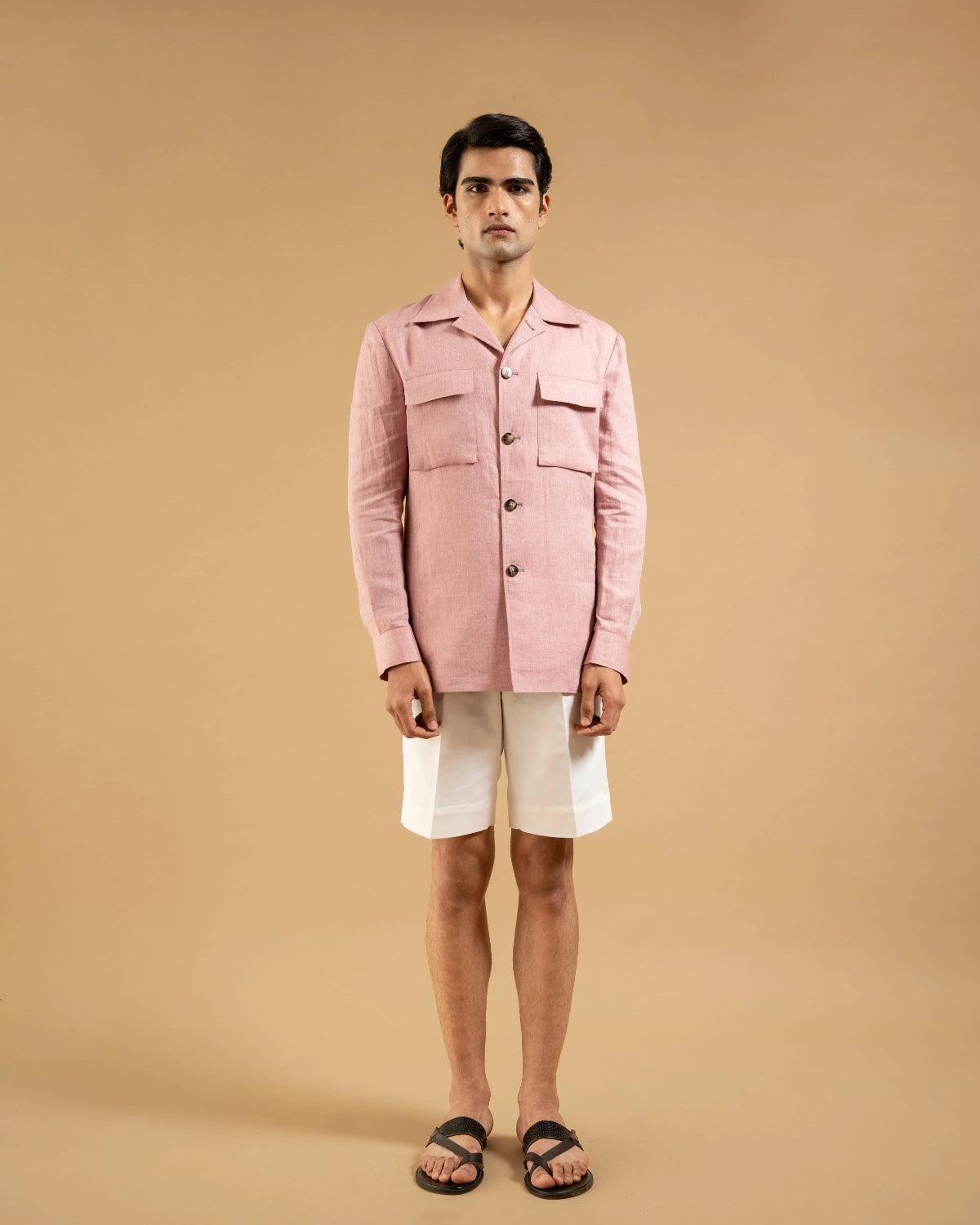 Dusty Pink Linen Herring Shacket Gargee