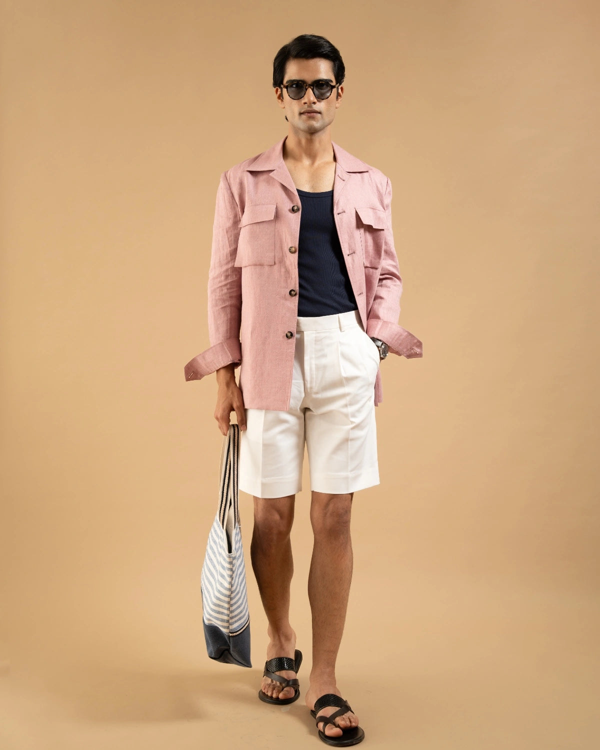Dusty Pink Linen Herring Shacket Gargee