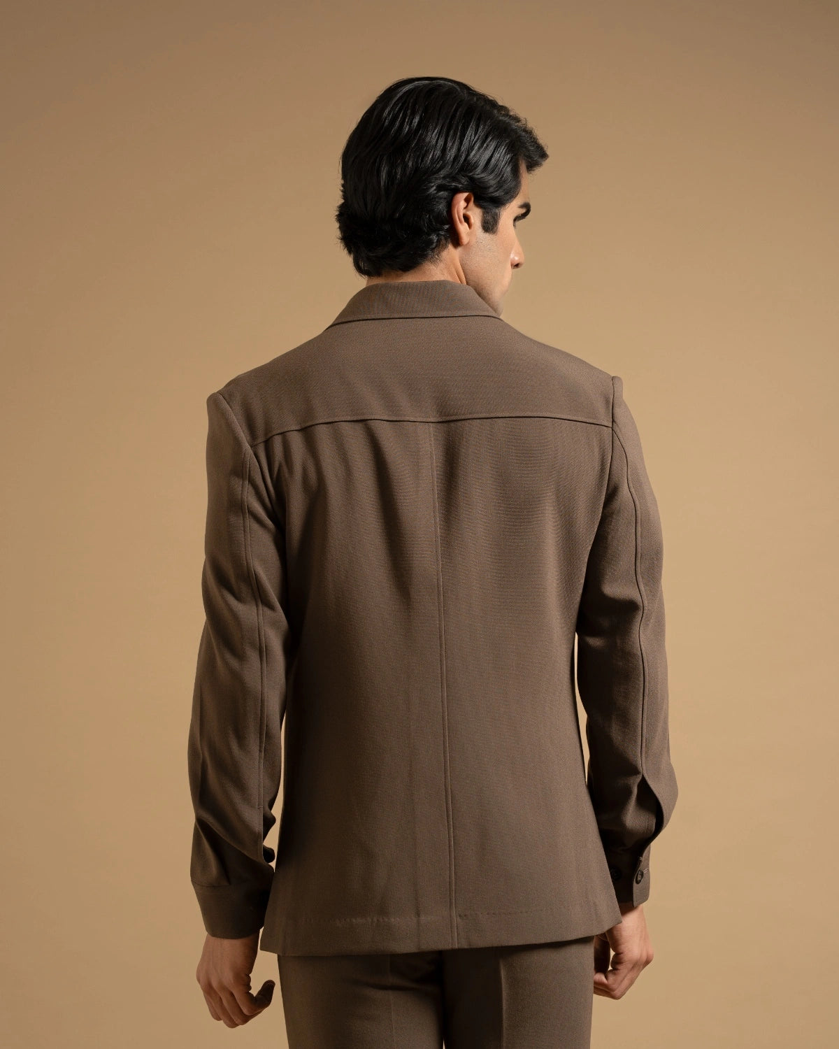 Espresso Stretchable Minimal Shacket Gargee