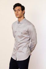 Grey Disk Brooch Shirt