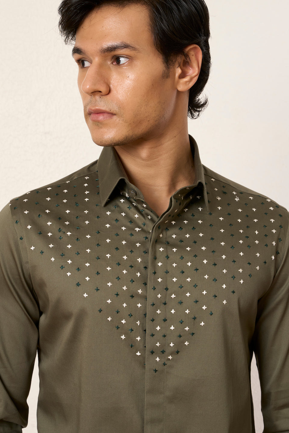 Olive Cross Stitch Star Shirt