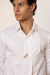 White Panelled Band Shirt