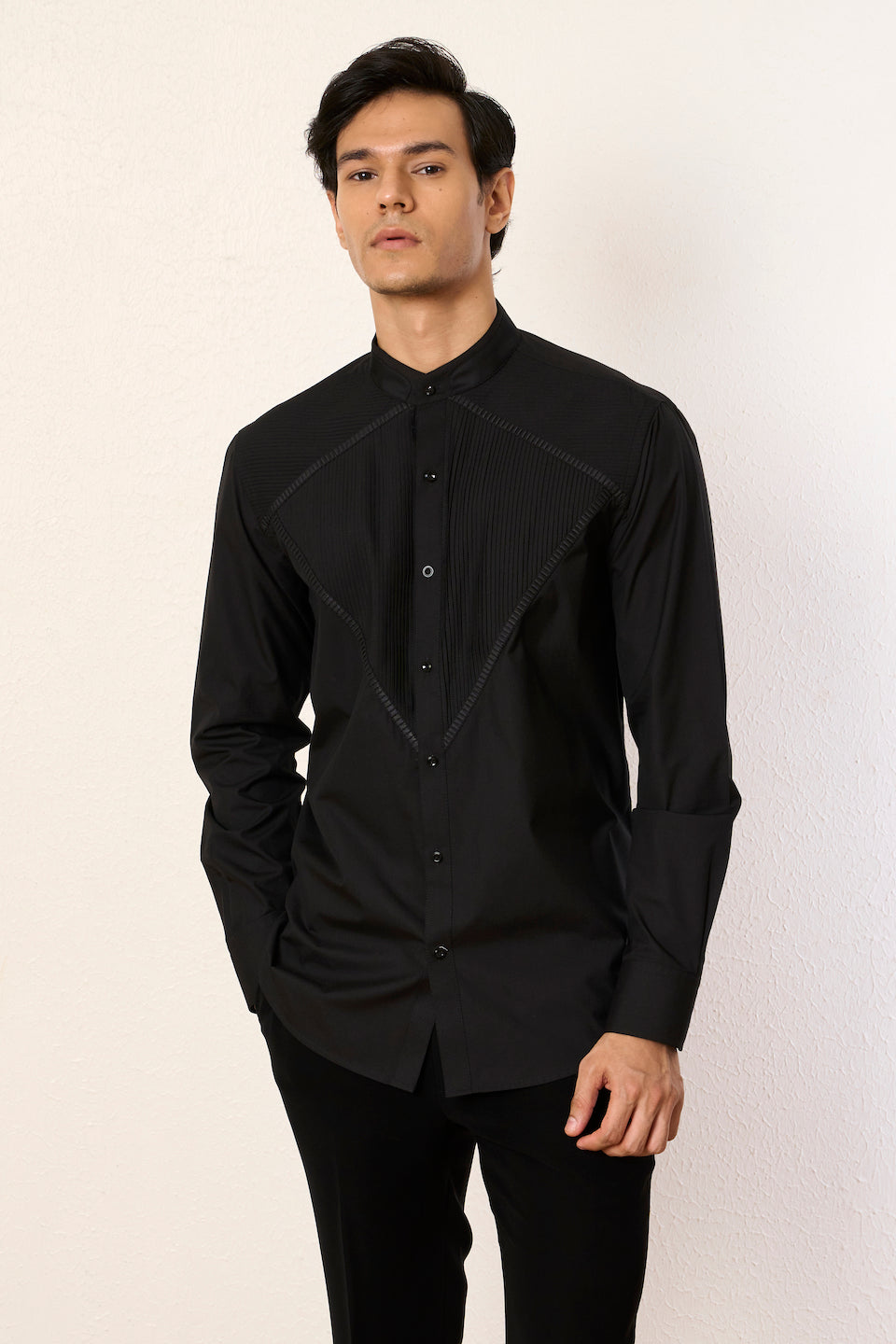 Black Pleat Please Shirt