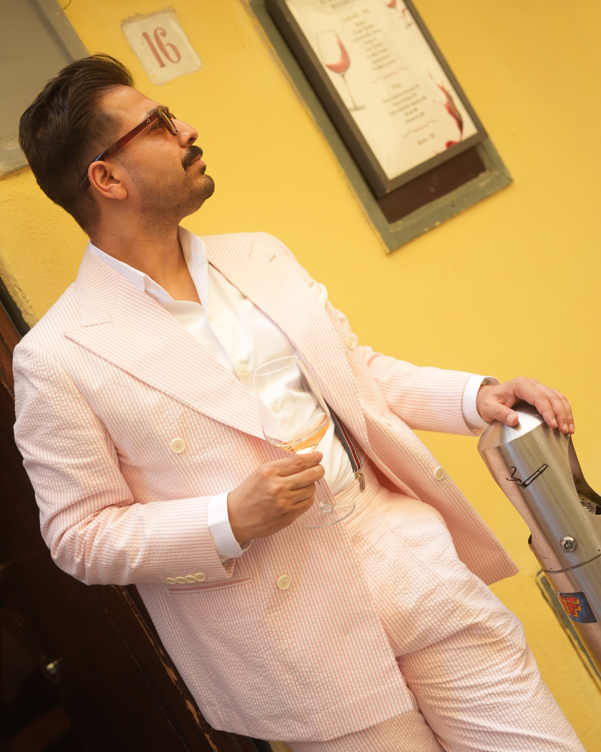 Blush Pink Seersucker Suit Gargee