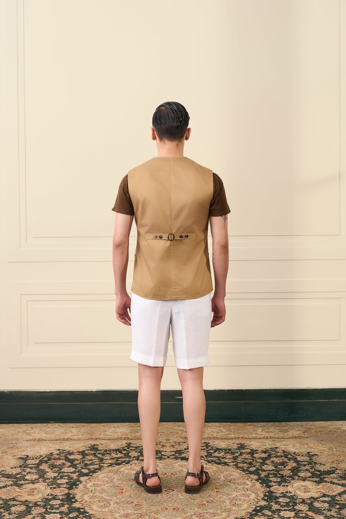 Camel Utility Cotton Waistcoat Gargee
