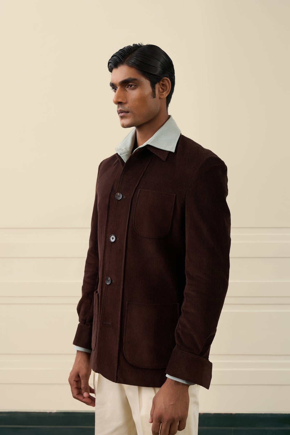 Chocolate Brown Corduroy Shacket Gargee