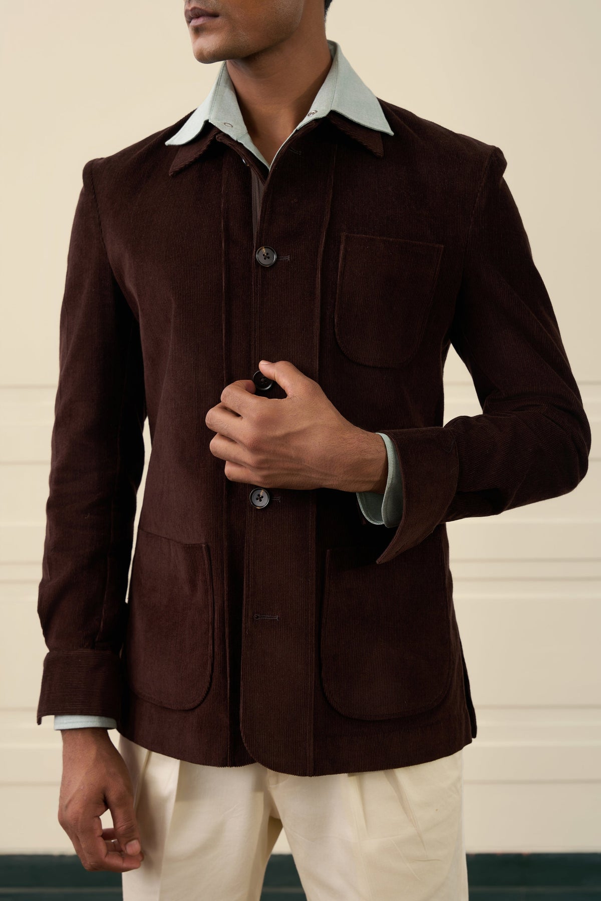 Chocolate Brown Corduroy Shacket Gargee
