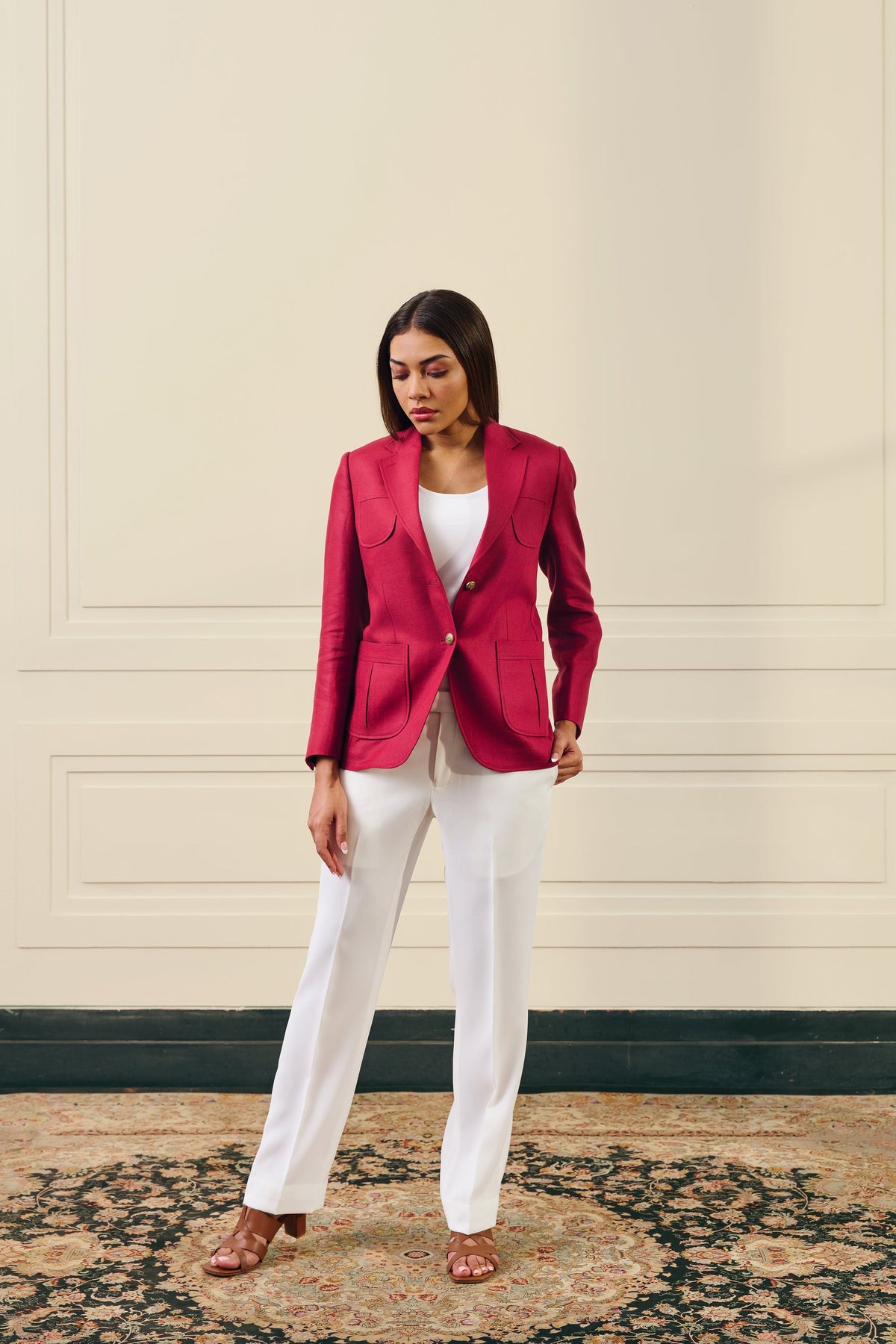 Crimson Patch Pocket Blazer Gargee
