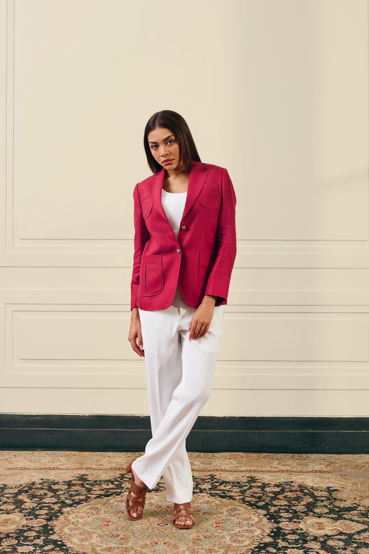 Crimson Patch Pocket Blazer Gargee