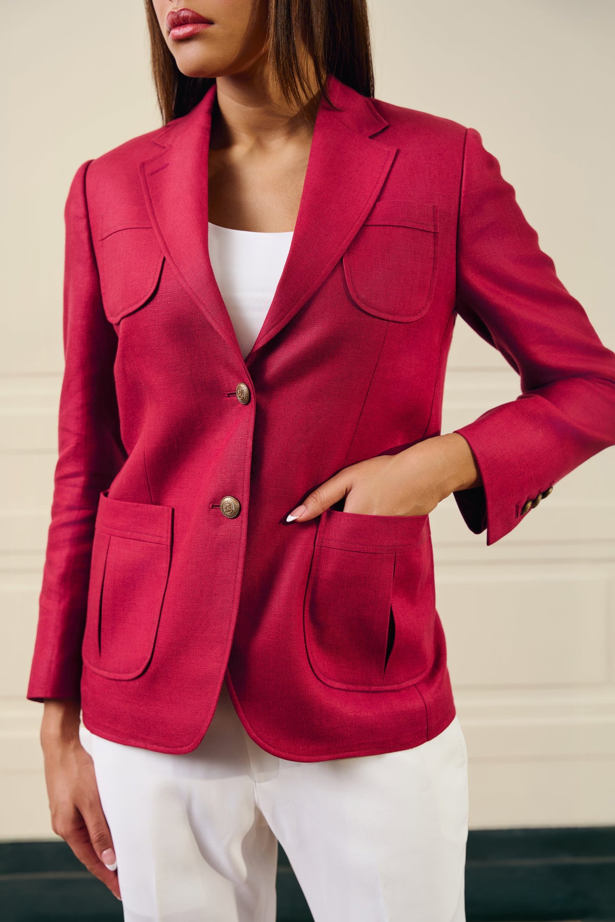Crimson Patch Pocket Blazer Gargee