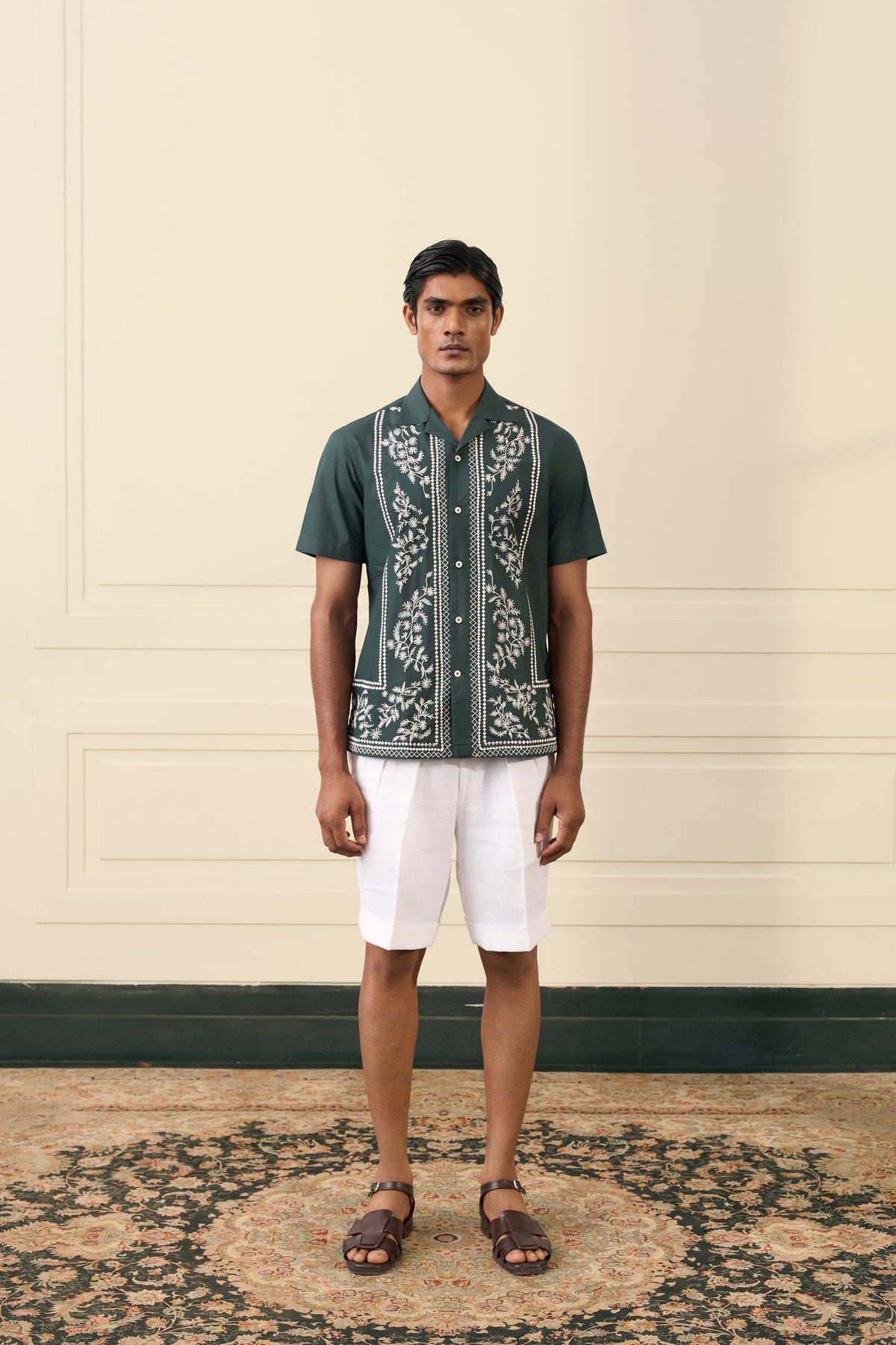 Emerald Embroidered Resort Shirt Gargee