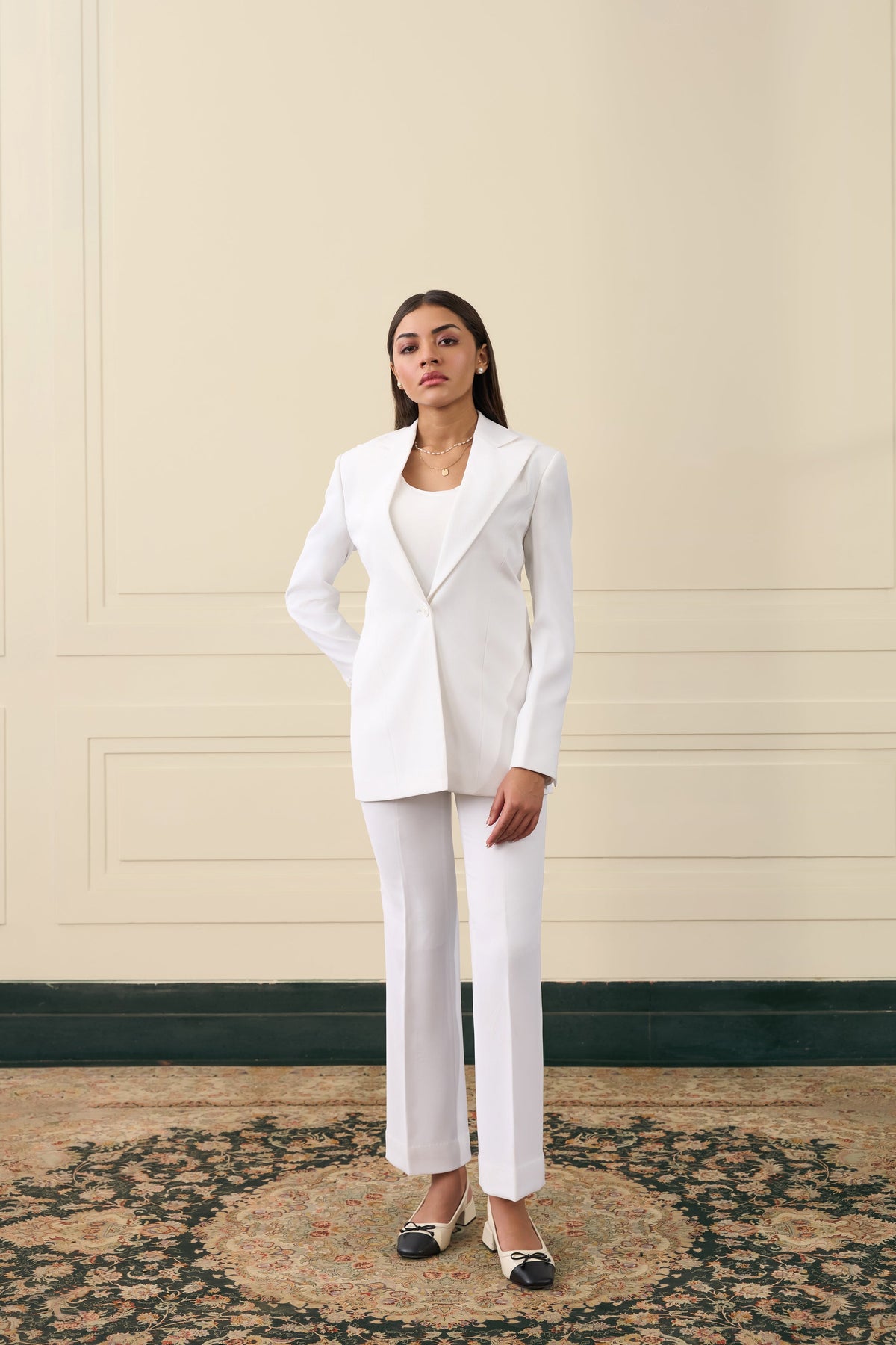 Ivory Minimalist Tailored Suit Gargee