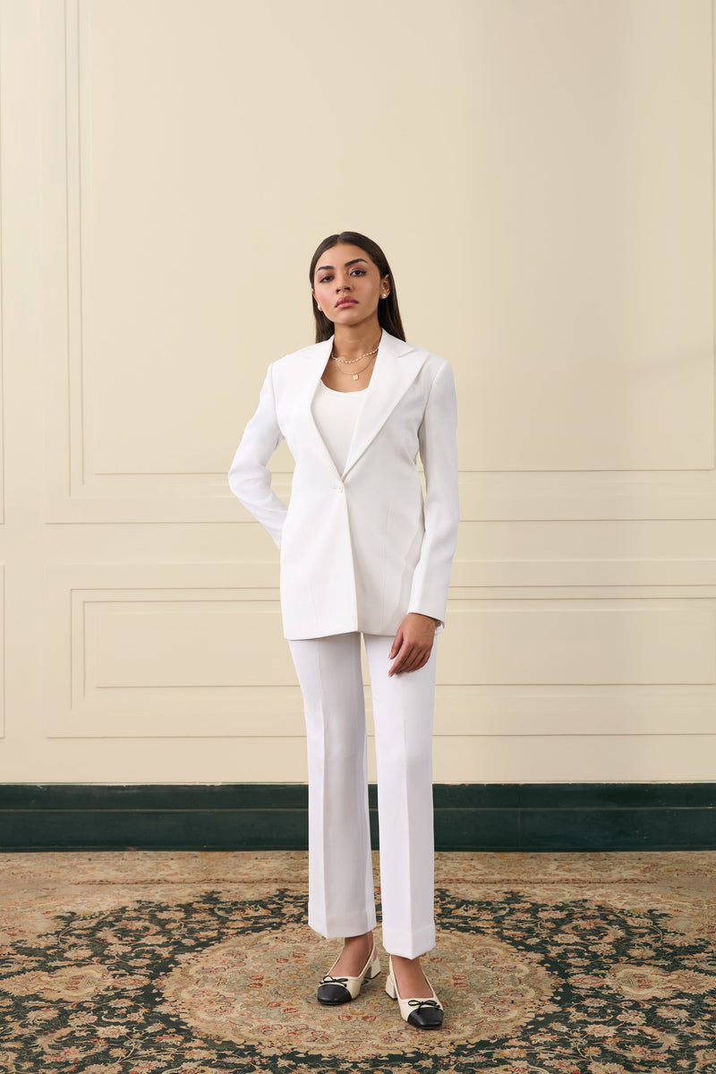 Ivory Minimalist Tailored Suit Gargee