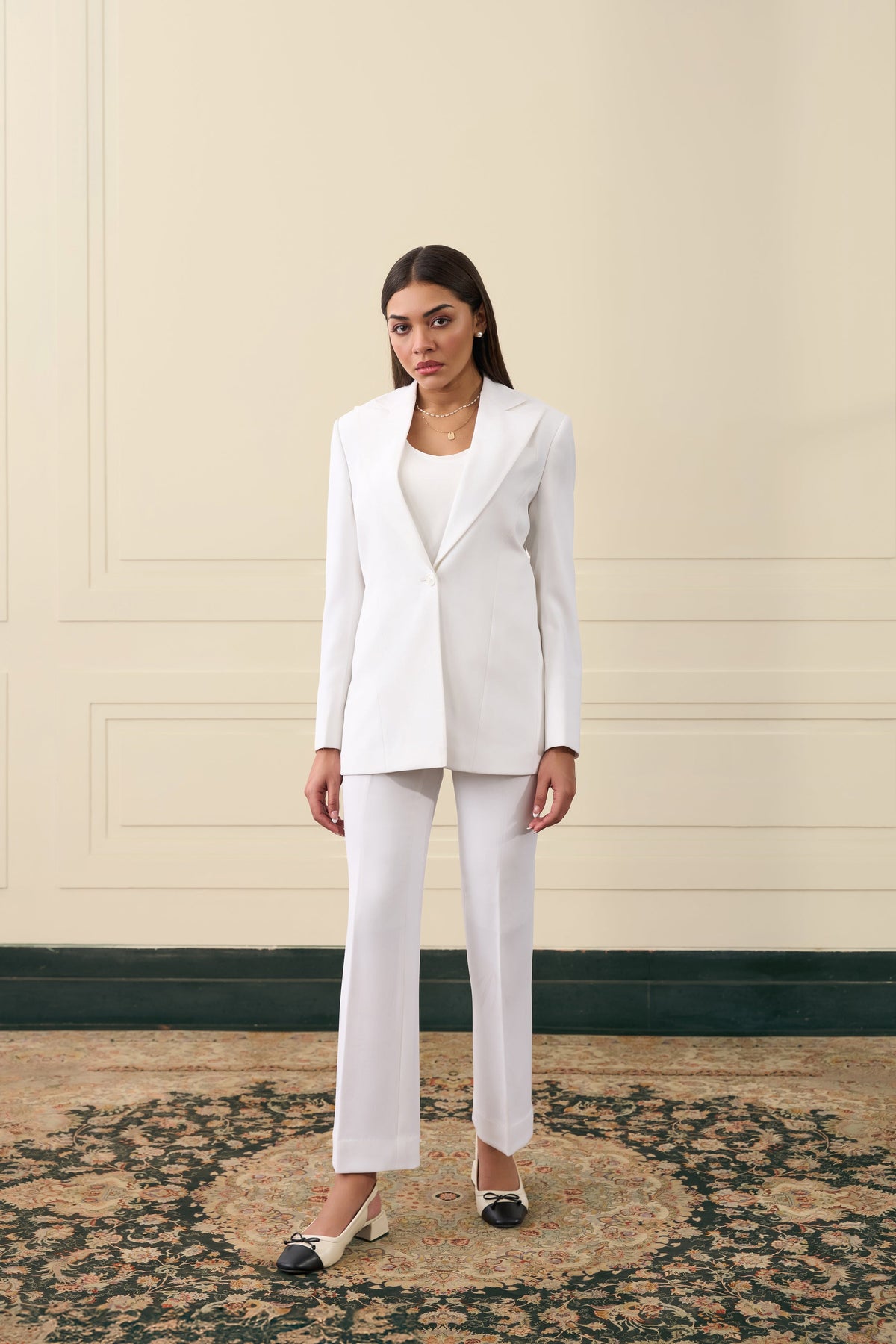 Ivory Minimalist Tailored Suit Gargee