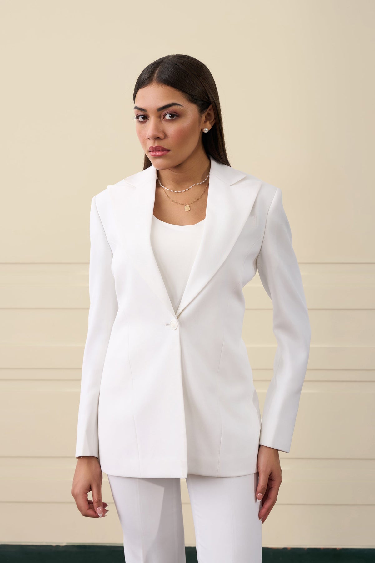 Ivory Minimalist Tailored Suit Gargee