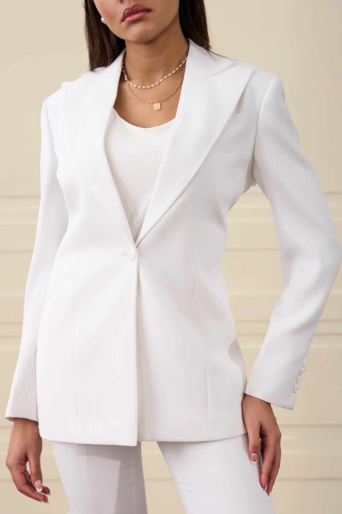 Ivory Minimalist Tailored Suit Gargee