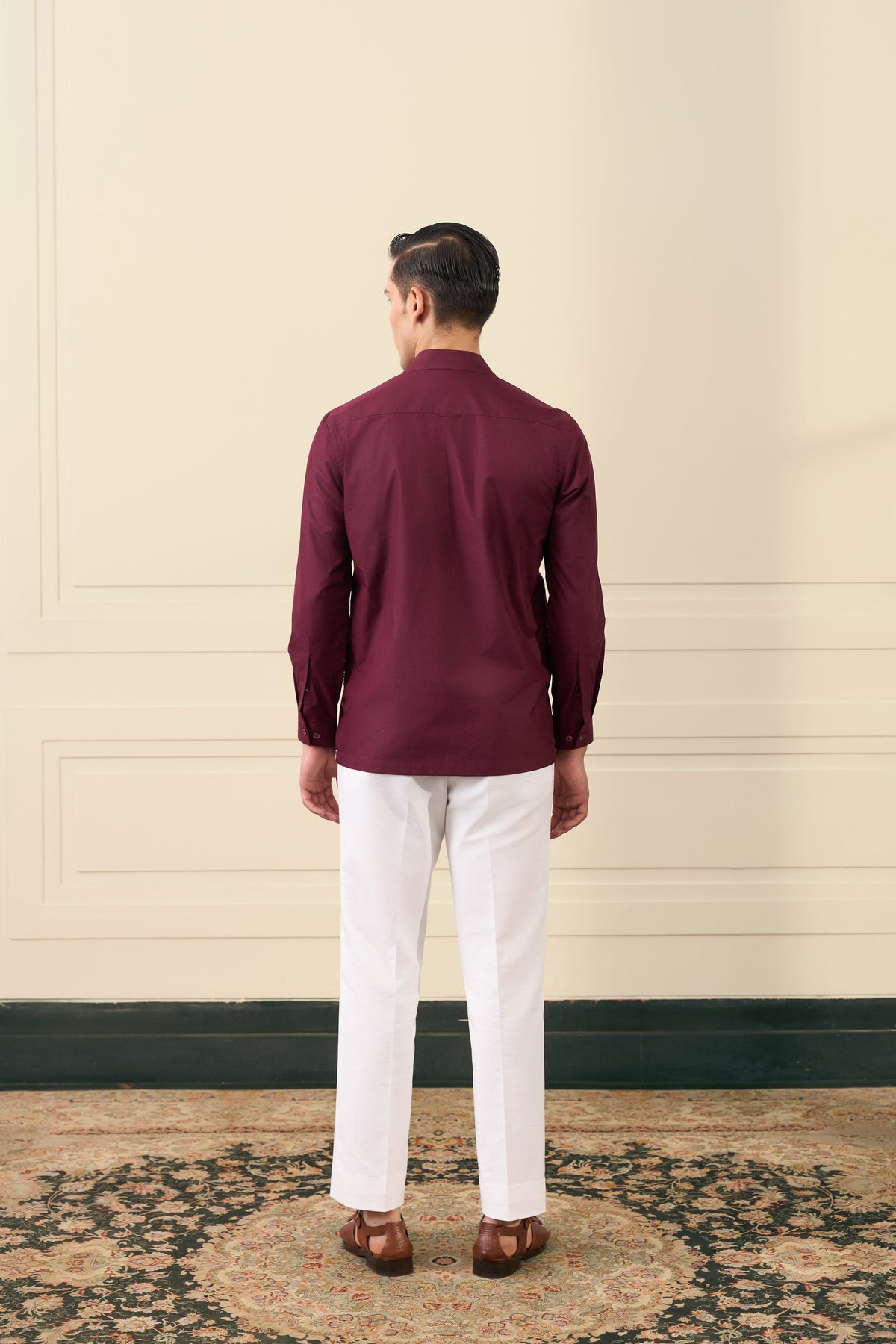 Maroon Floral Embroidered Shirt Gargee