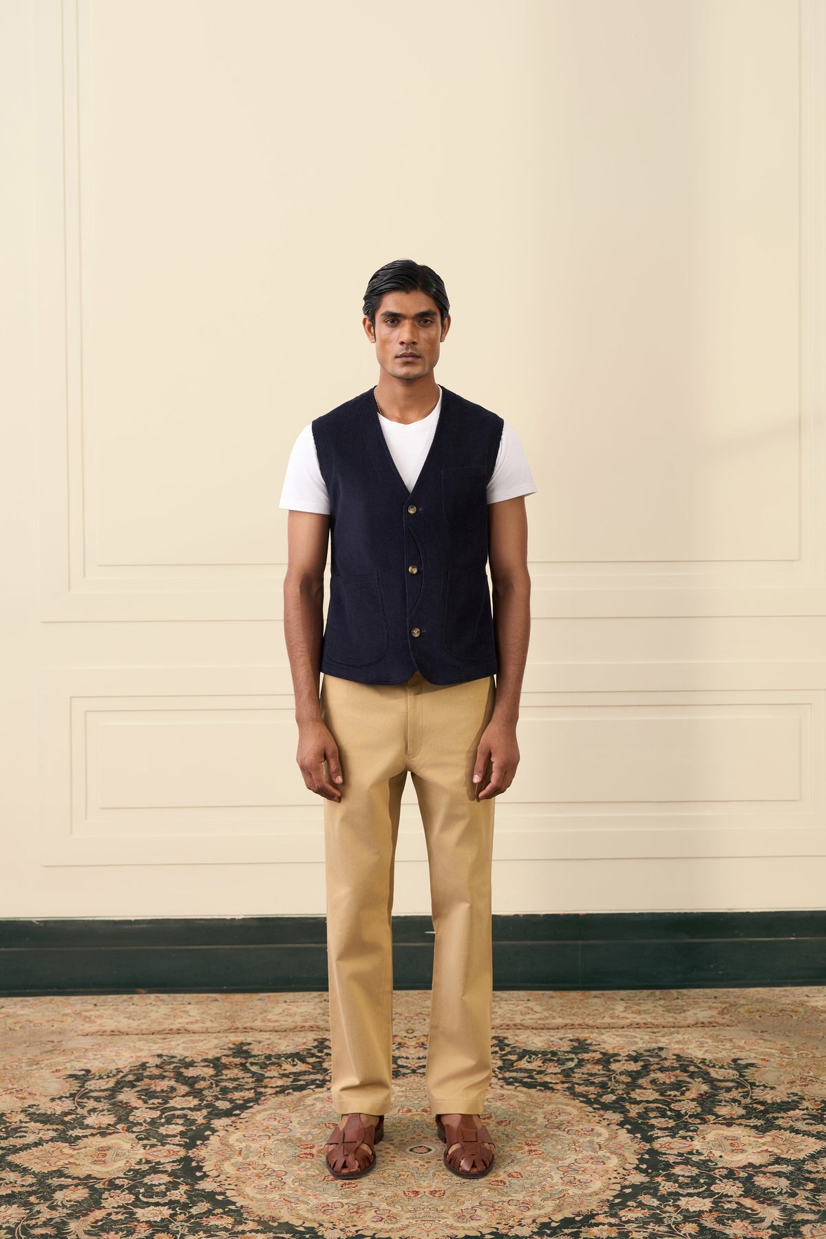 Midnight Navy Corduroy Vest Gargee