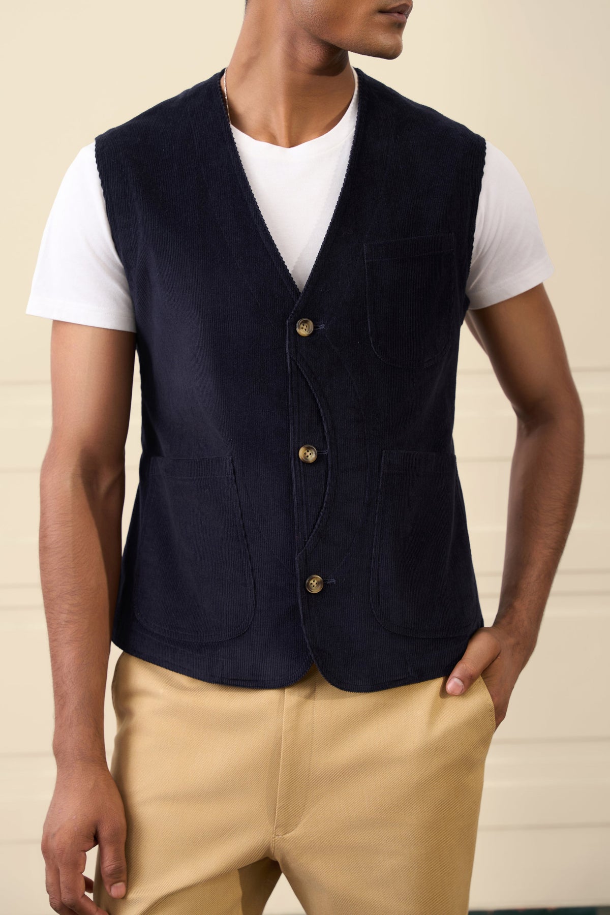 Midnight Navy Corduroy Vest Gargee