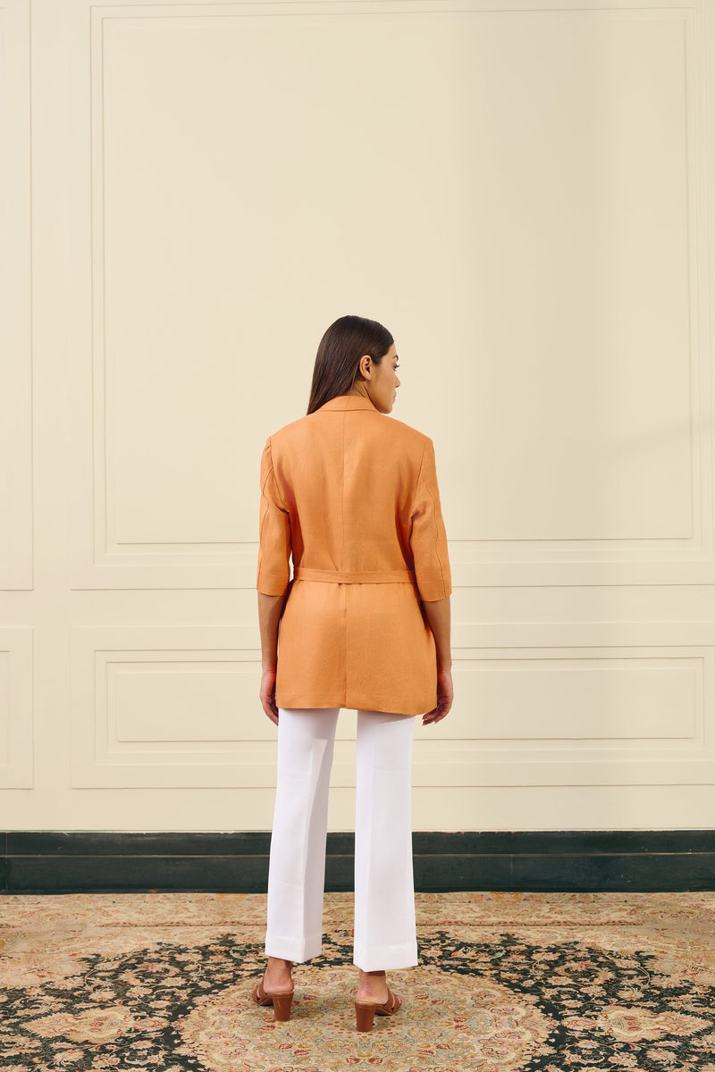 Orange Linen Utility Blazer Gargee