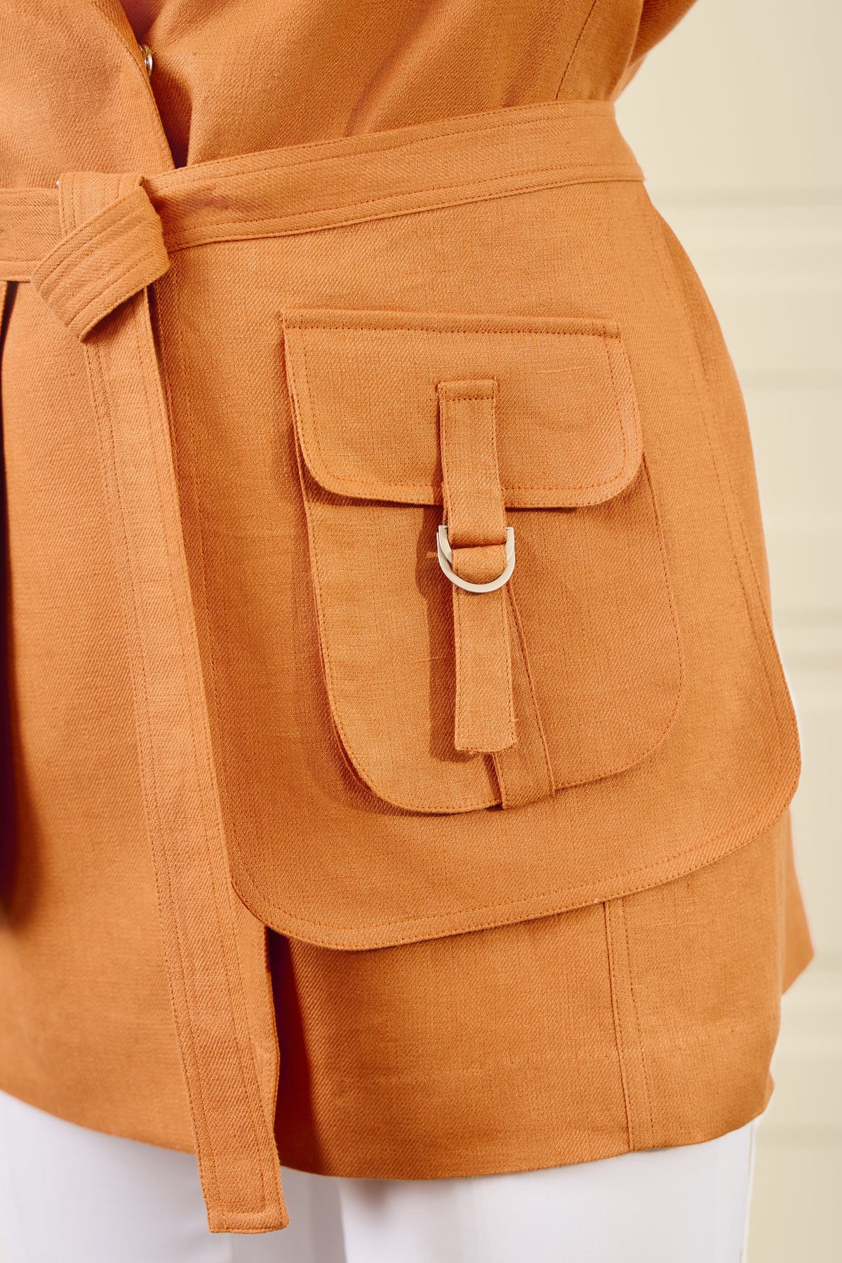Orange Linen Utility Blazer Gargee