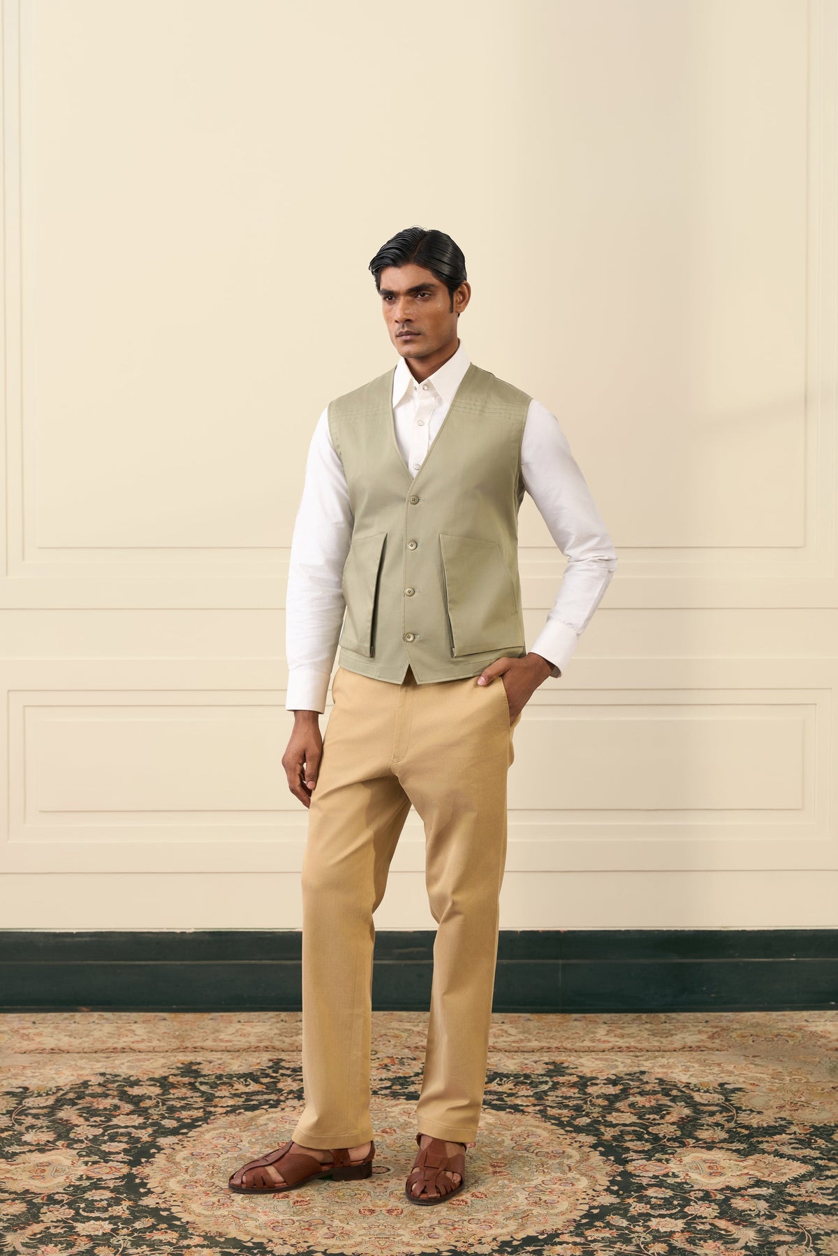 Sage Green Utility Vest Gargee