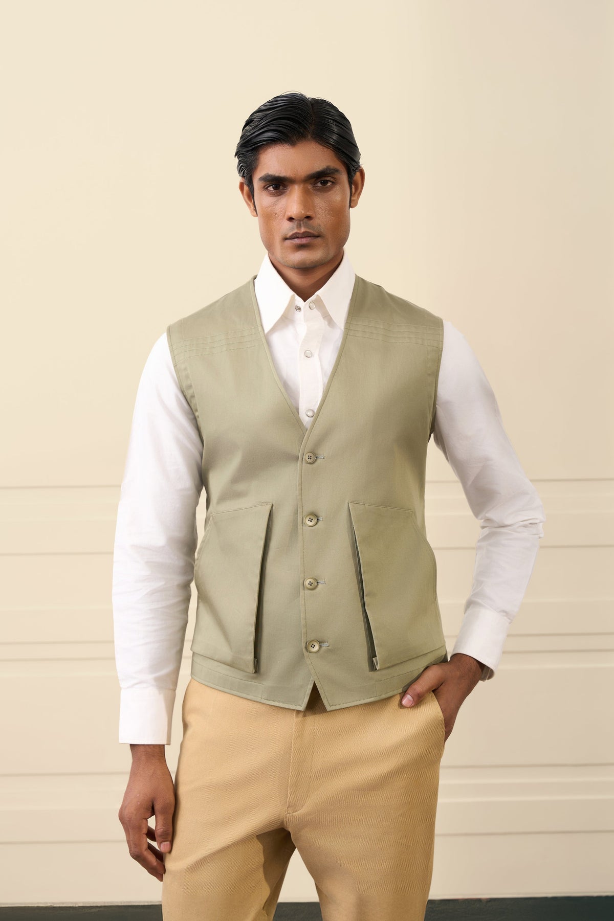 Sage Green Utility Vest Gargee