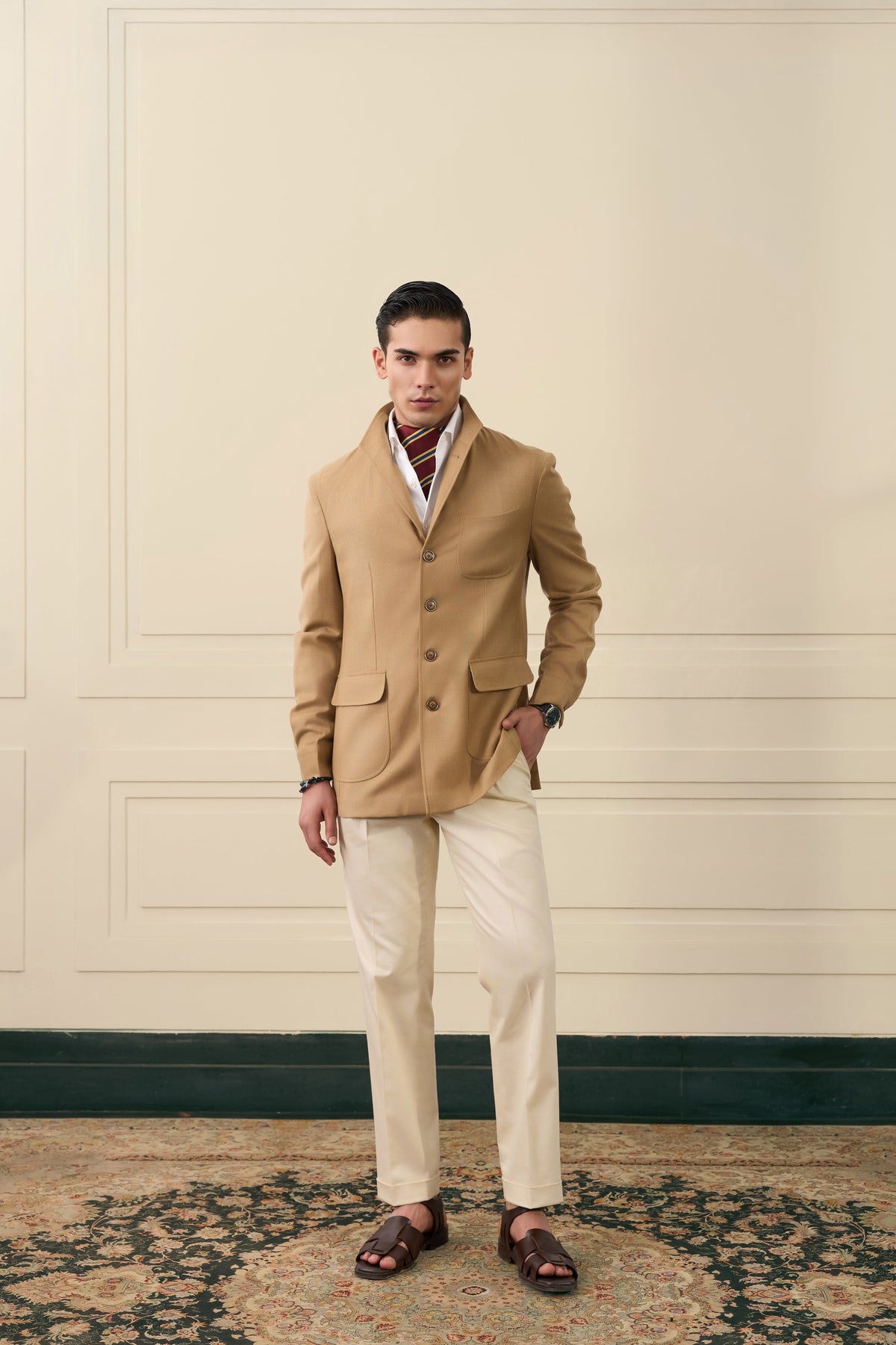 Sand Worker-Inspired Utility Bandhgala Gargee