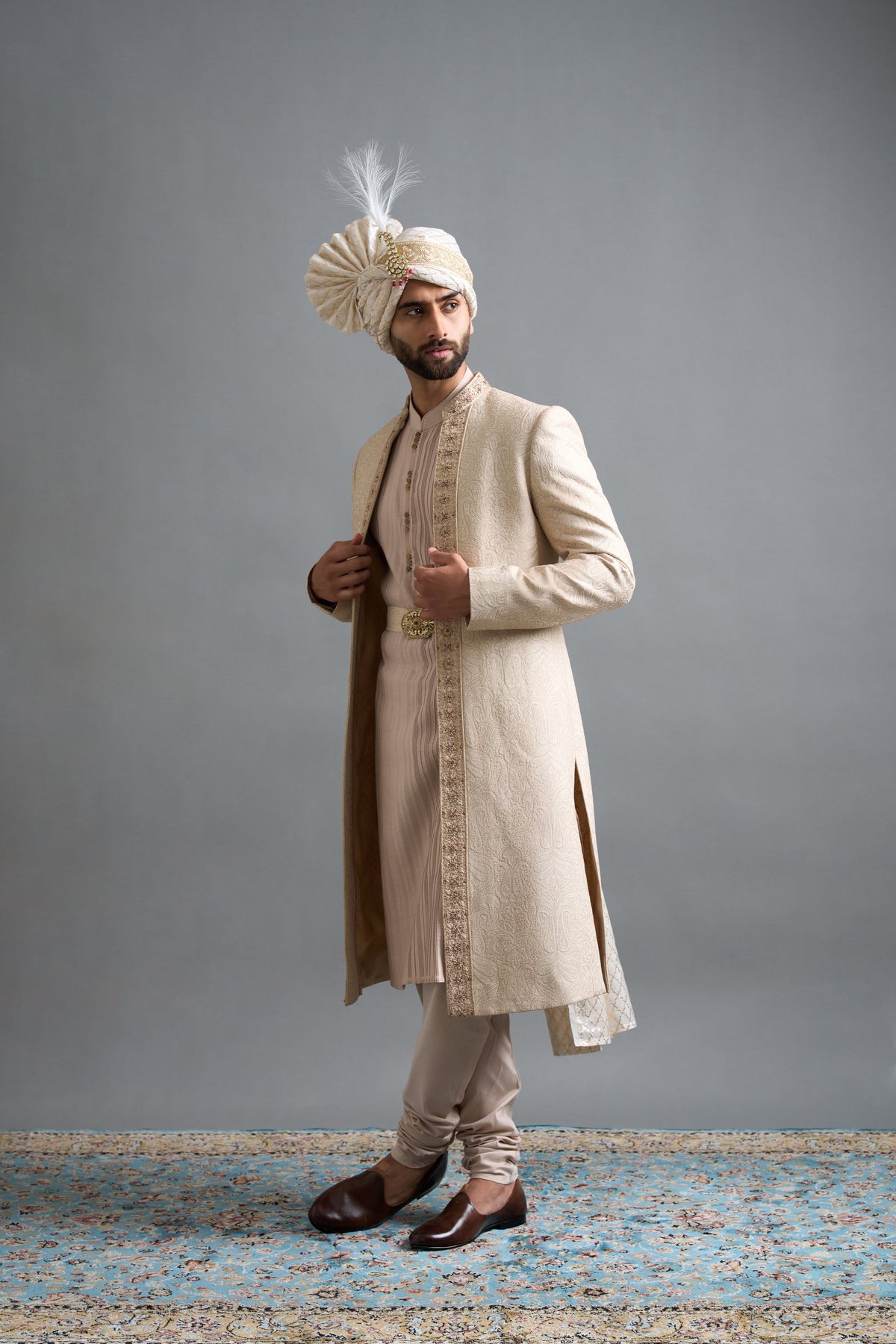 Gargee Designers Aryaveer Beige Sherwani Gargee