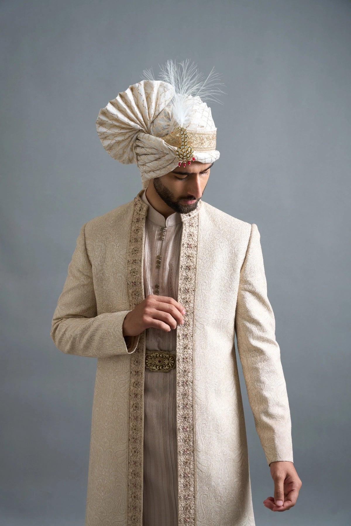 Gargee Designers Aryaveer Beige Sherwani Gargee