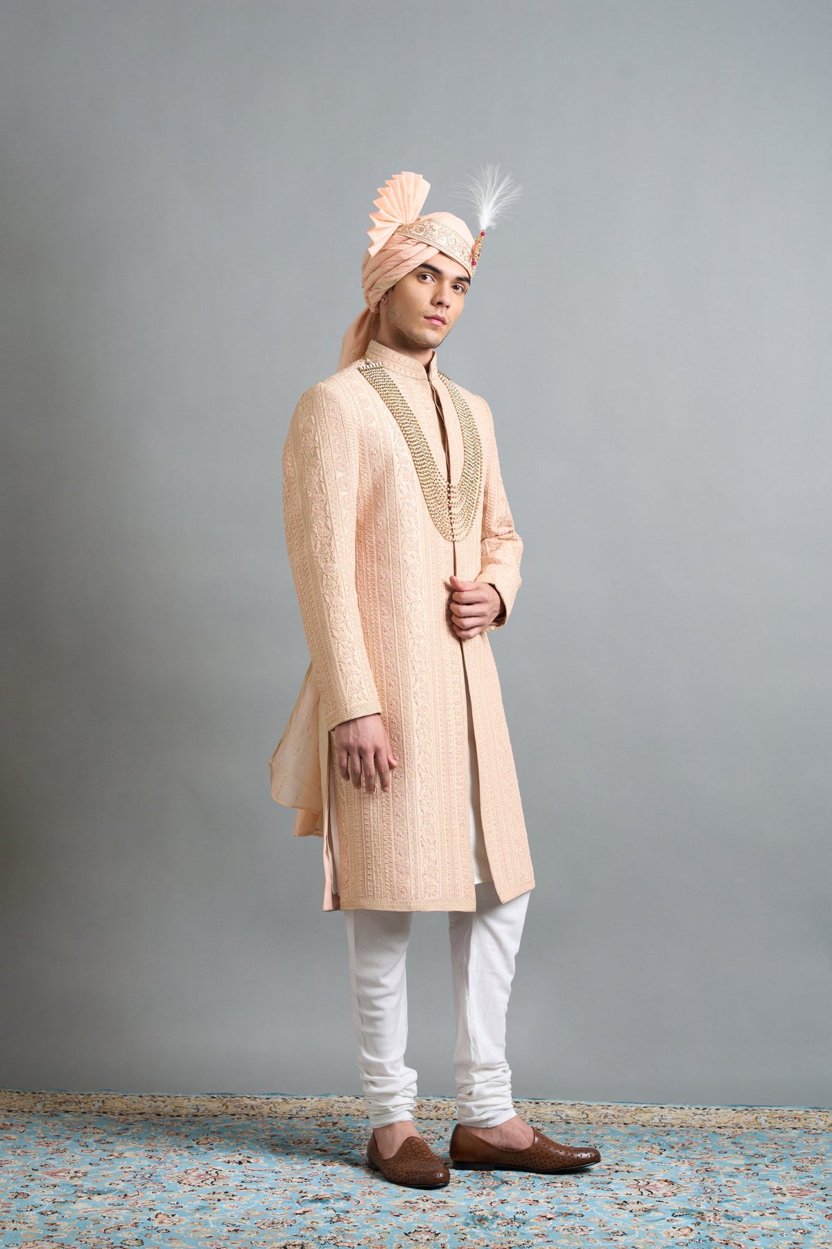 Gargee Designers Hridaan Peach Sherwani Gargee