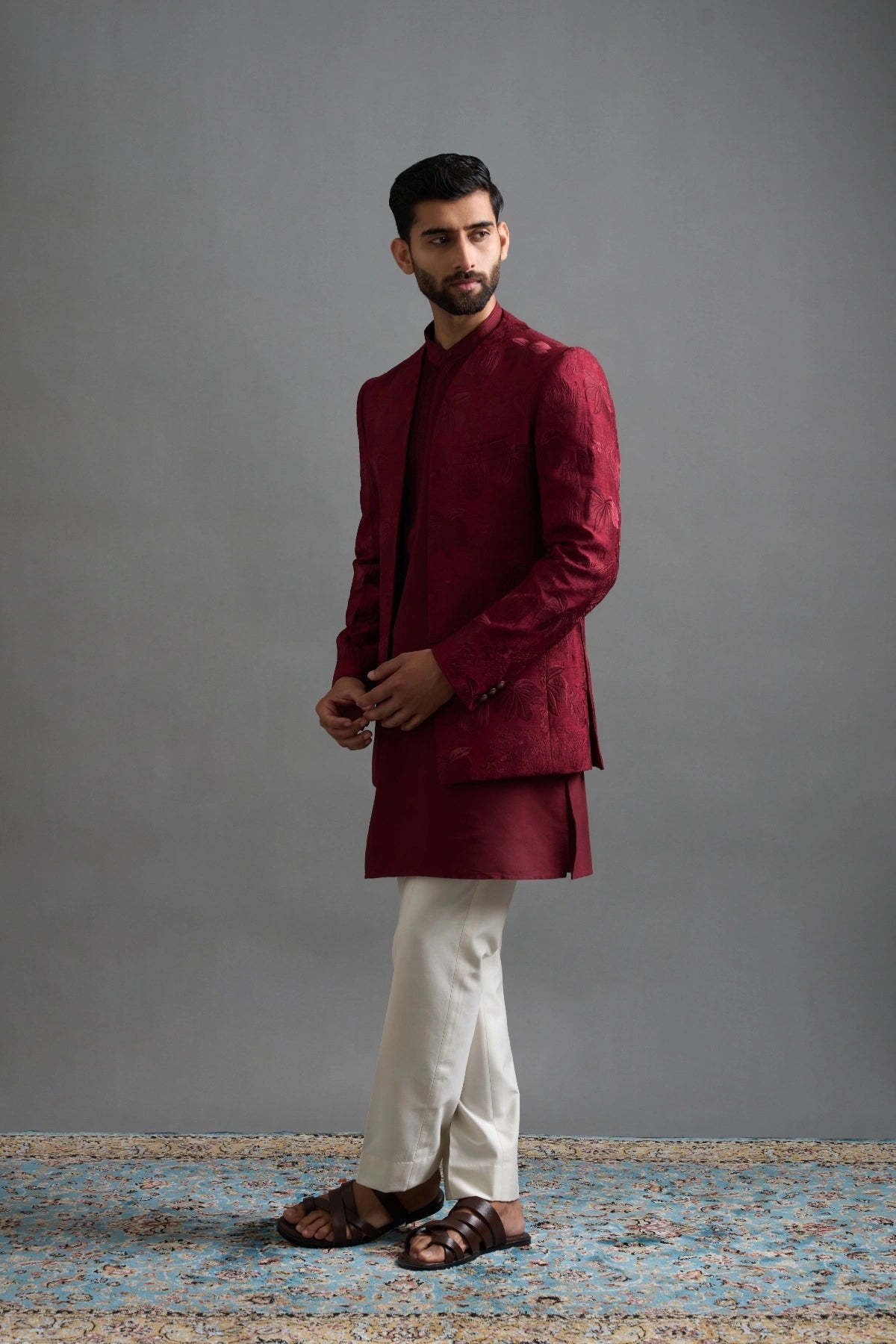 Gargee Designers Maroon Majesty Shrug Set Gargee