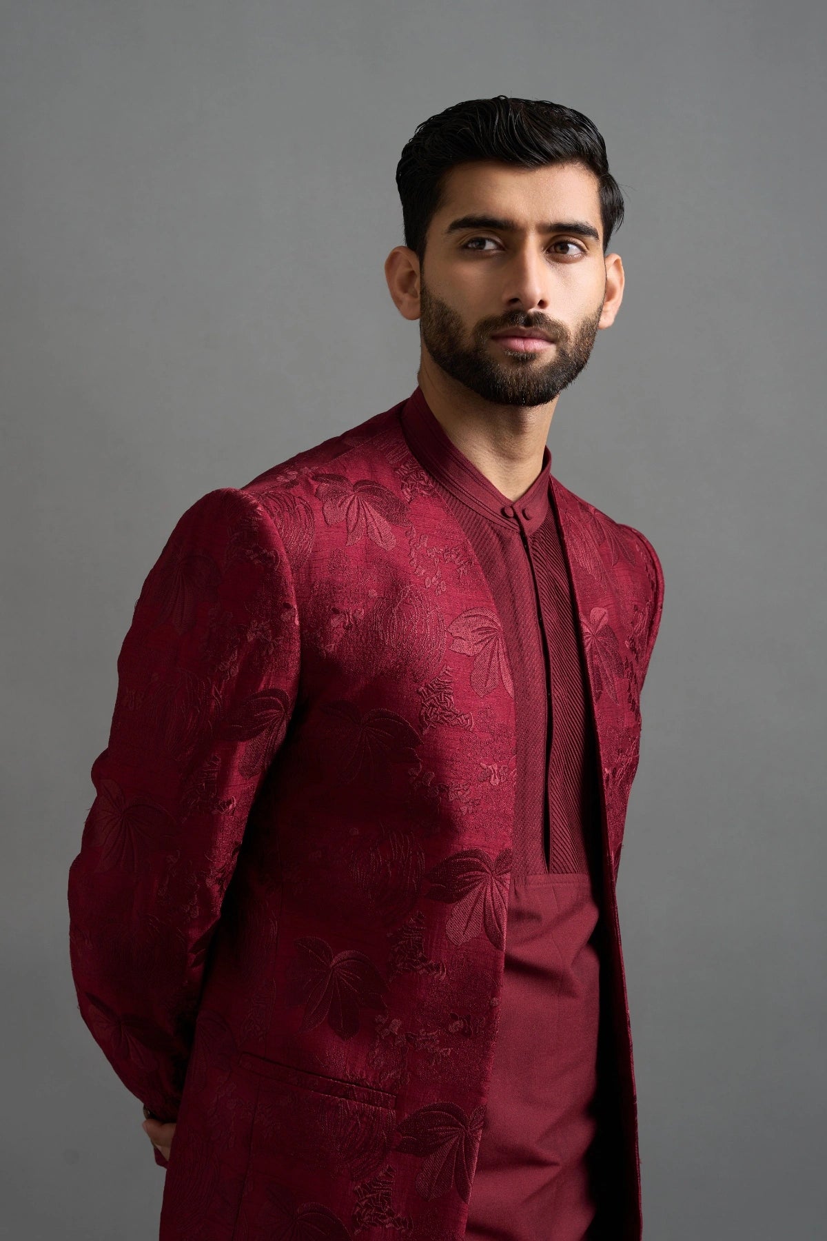 Gargee Designers Maroon Majesty Shrug Set Gargee