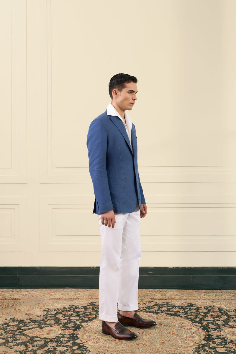 Azure Linen Relaxed Blazer Gargee